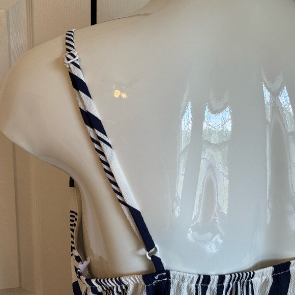 Monteu Striped Navy White Sleeveless Dress Size  juniors large adjustable strap - Picture 7 of 12